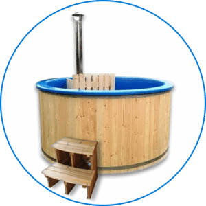 Tinaja de Pino Revestida en Fibra de vidrio con Caldera